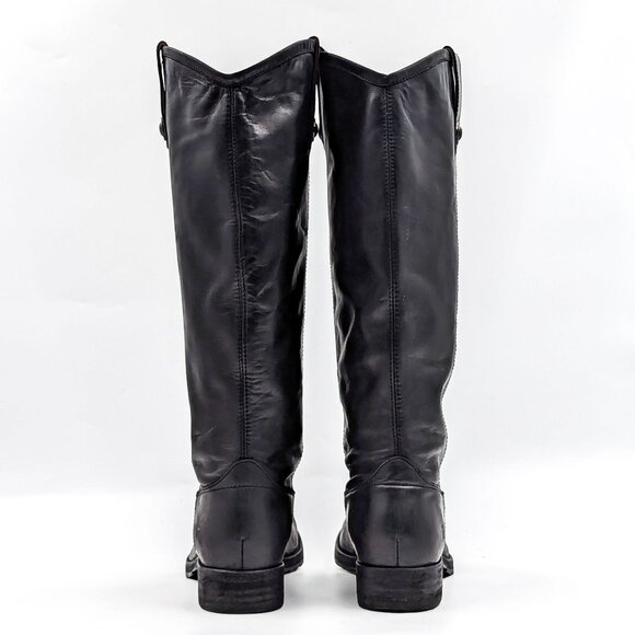 Frye Women Melissa Button Black Leather Equestrian Riding Lug Sole Boots Size 6 - Picture 3 of 11